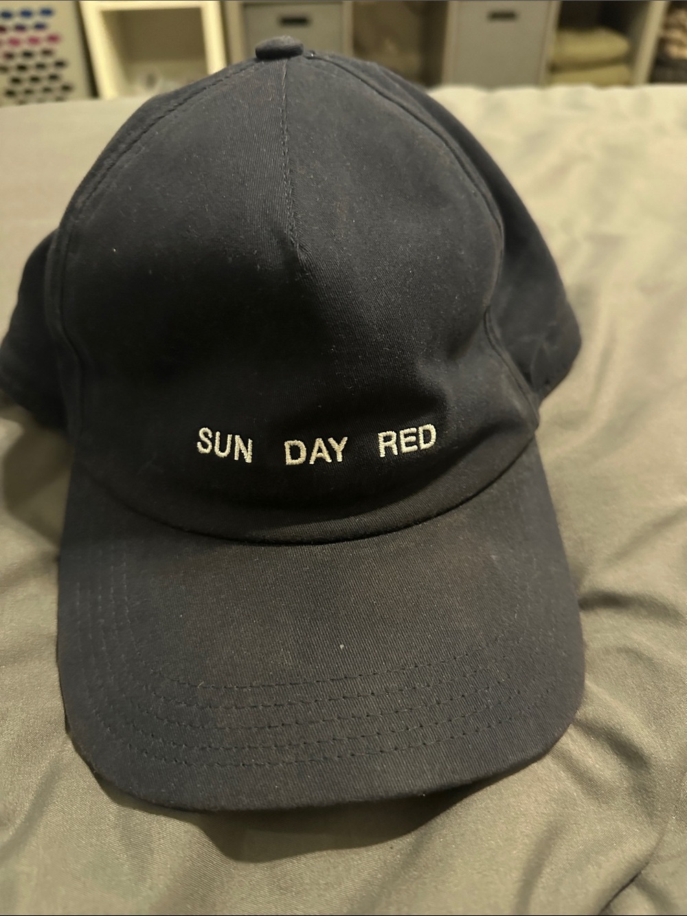 Sunday Red Embroidered Navy Baseball Cap